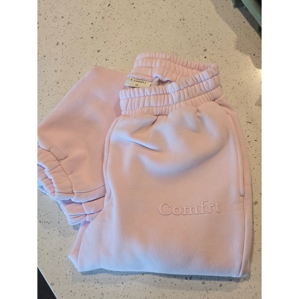 Comfrt Signature Sweatpants Pink High Rise Fleece Joggers Women XS